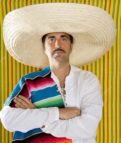 Mexican mustache man sombrero portrait shirt — Stock Photo © lunamarina #5600220