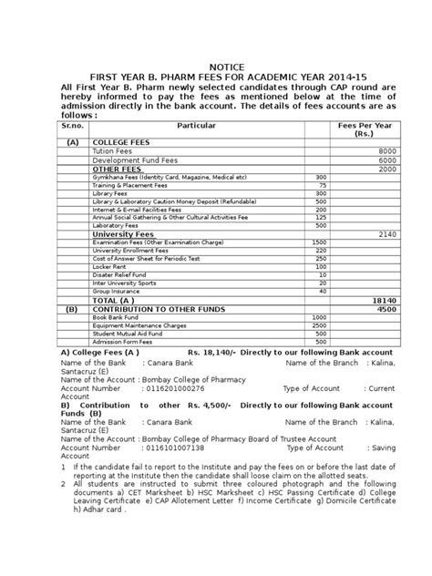 Admission Fees bcs | Fee | Banks