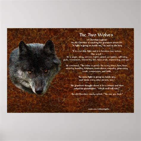 The TWO WOLVES CHEROKEE TALE Art Poster | Zazzle