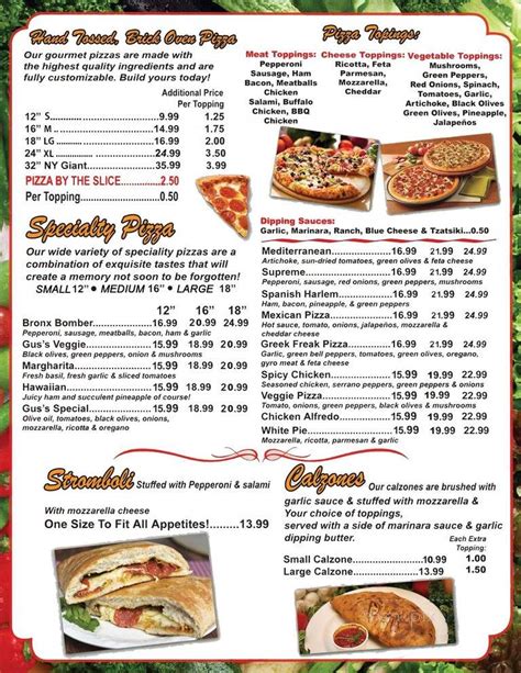 Online Menu of Gus's New York Pizza Lounge, Peoria, AZ