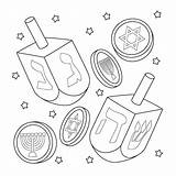 Premium Vector  Hanukkah dreidel And Coins coloring Page For Kids sketch template