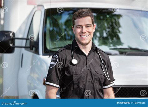 Paramedic Man Standing Near Ambulance Stock Image - Image of certified, caucasian: 22600809