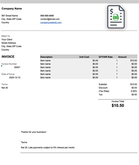 How To Create A Invoice Template In Excel