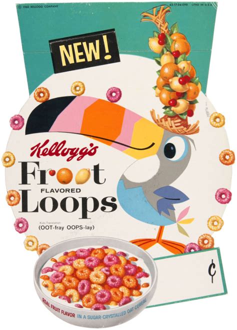 Hake's - KELLOGG'S "FROOT LOOPS" CEREAL BOX FLAT & TOUCAN SAM SHELF TALKER.