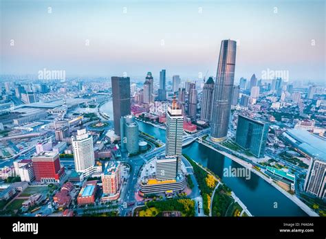 tianjin skyline at dusk Stock Photo - Alamy