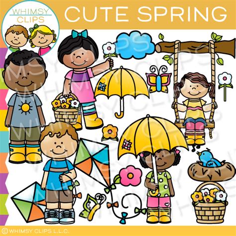 Spring activities clip art , Images & Illustrations | Whimsy Clips