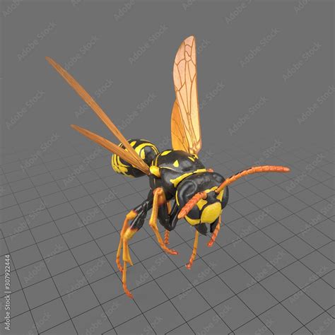 Paper wasp flying Stock 3D アセット | Adobe Stock