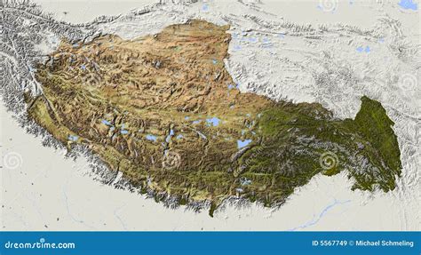 Tibet, relief map stock illustration. Illustration of geography - 5567749