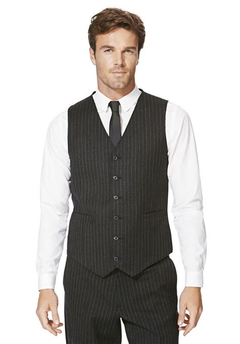 F&F Signature Charcoal Wool Striped Waistcoat in 2021 | Waistcoat ...