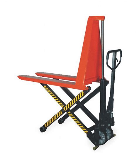 DAYTON Manual High-Lift Pallet Jack, 2,200 lb Load Capacity, Lifting Height Range 3-3/8 in to 31 ...