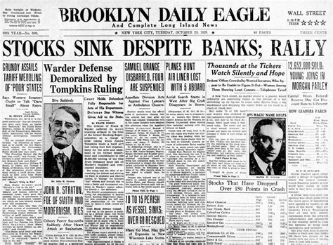 The Great Depression: Newspaper headlines from the 1929 stock market ...