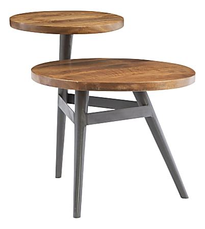 Powell Carpio 2 Tier Plant Stand Table 24 H x 30 W x 21 D Gunmetal GrayNatural - Office Depot