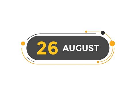 august 26 calendar reminder. 26th august daily calendar icon template ...