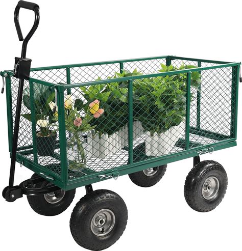 Amazon.com: REDCAMP Garden Wagons Carts Heavy Duty Pullable, 550 Lbs Capacity Mesh Steel Yard ...