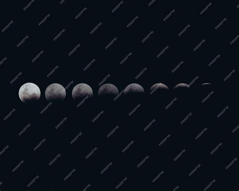 Premium Photo | Closeup detailed shot of different phases of the moon in a dark night sky