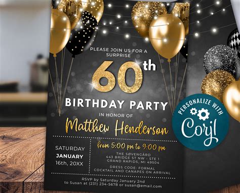 Best 60th Birthday Invitations - Printable Form, Templates and Letter