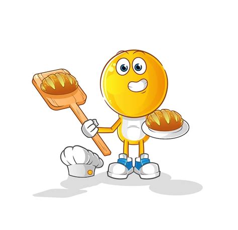 Premium Vector | Emoticon head cartoon baker with bread. cartoon mascot ...