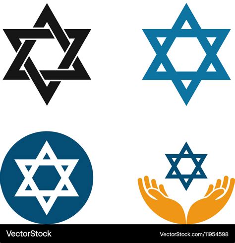 Star of david logo judaism or jewish set Vector Image