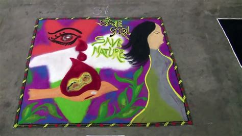 Rangoli Designs With Theme Of Save Girl Child