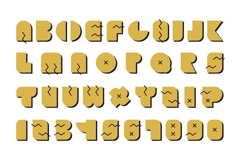 Vector alphabet. Gold memphis font.