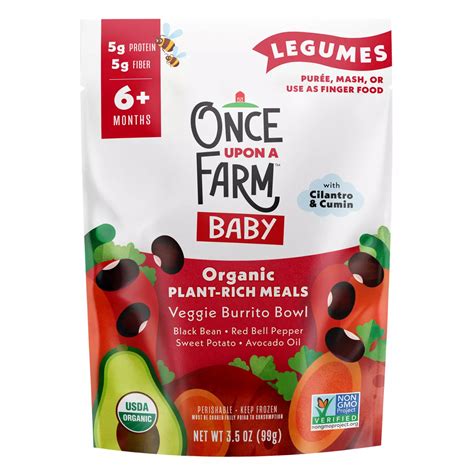 Once Upon a Farm Organic Plant-Rich Frozen Meal - Veggie Burrito Bowl ...