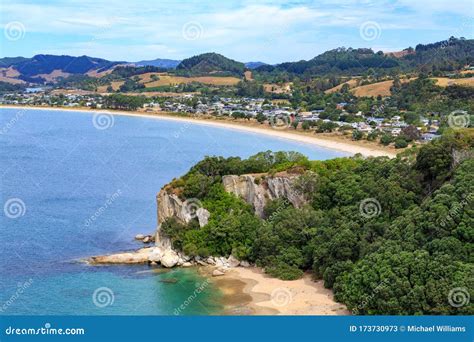 View of Cooks Beach on the Coromandel Peninsula, New Zealand, from ...