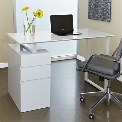 Contemporary Pedestal Desk - White | DCG Stores