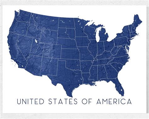 Map of USA Map Print US Map Poster United States Map Wall - Etsy Canada | America map art, Usa ...