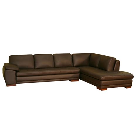 Wholesale Interiors Leather Sofa with Chaise Dark Brown 625-M9805-SOFA ...