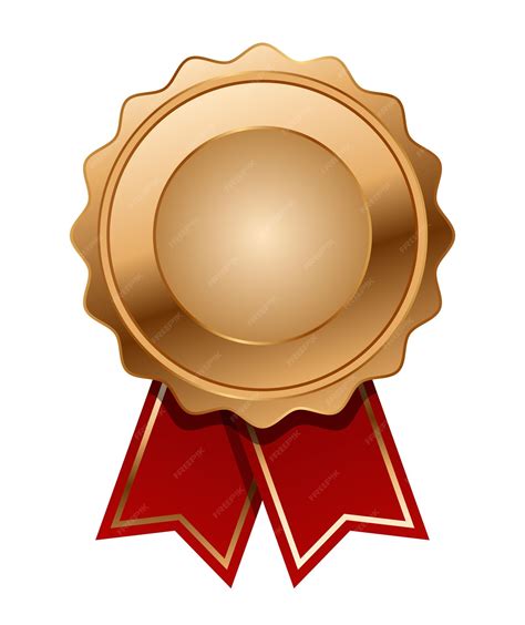 Premium Vector | Bronze medal with red ribbon vector. Seal award bronze ...