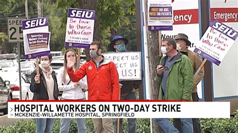 Dozens of McKenzie-Willamette workers picket during 2-day strike against hospital