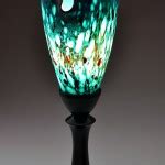 Lucas Krenzin – Fused Glass Art » Steel blue table lamp