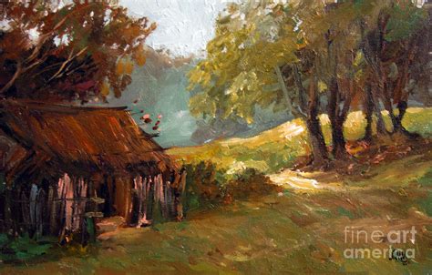 Early Morning Village Scene Painting by Aung Min Min