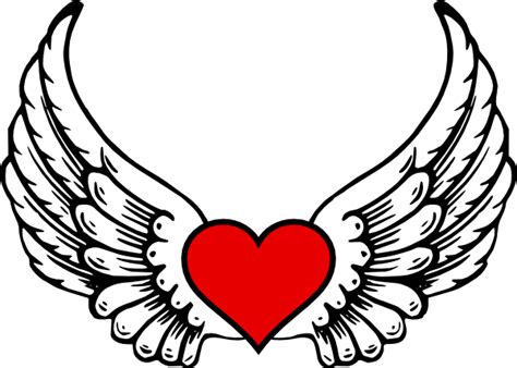 heart with angel wings drawing - Clip Art Library