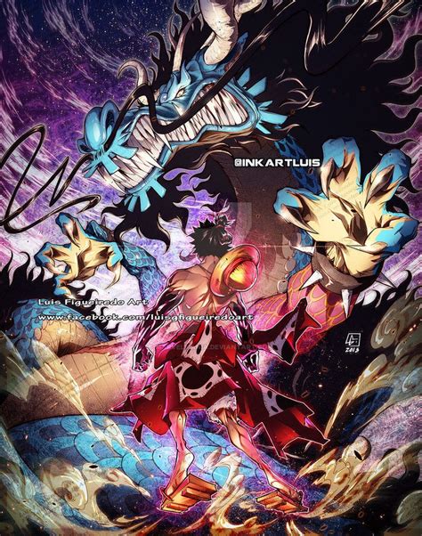 Kaido Dragon Transformation blue vs Luffy color co by https://www.deviantart.com/marvelmania on ...