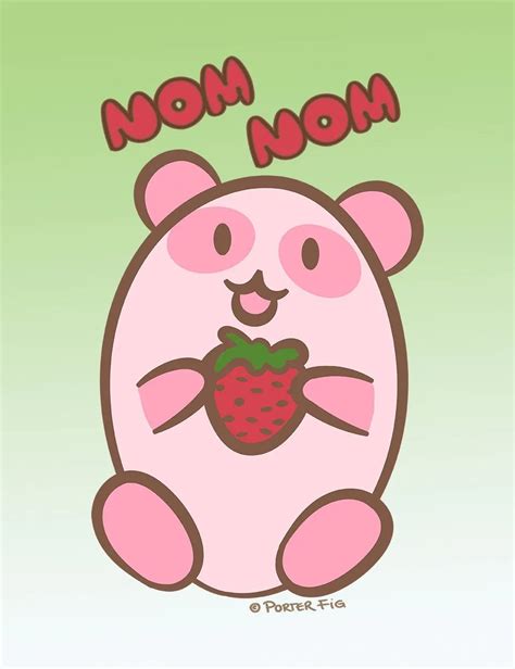 Illustration Strawberry Panda Nom Nom - Porter Fig Studios