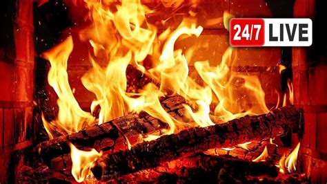 🔥 4K Fireplace Ambience (24/7 NO MUSIC). Fireplace with Burning Logs ...