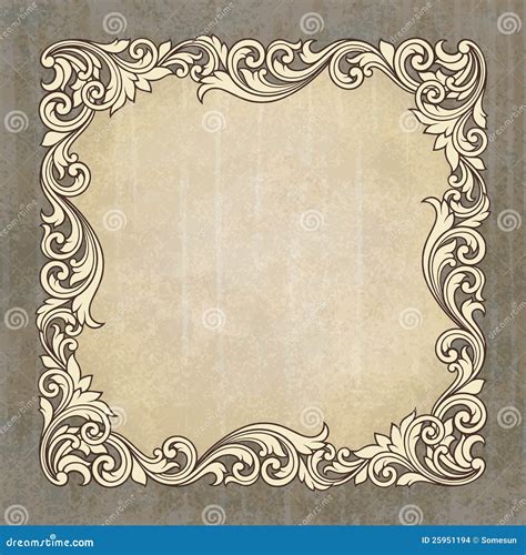 Vector Retro Border Frame At Grunge Background Stock Images - Image ...