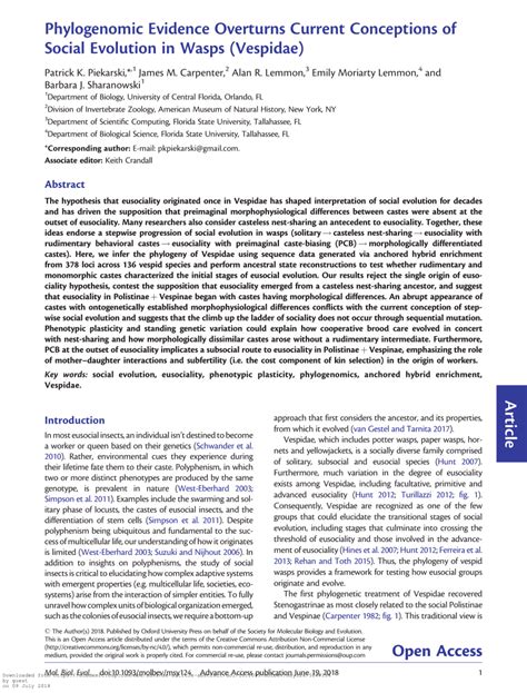 (PDF) Phylogenomic Evidence Overturns Current Conceptions of Social ...