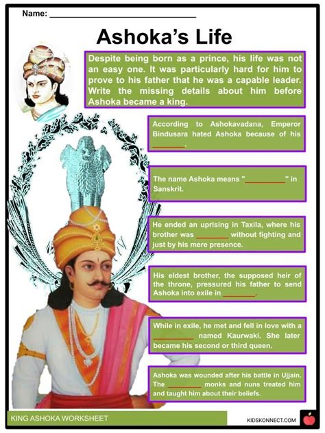 King Ashoka Facts, Worksheets, Personal & Family Facts For Kids | A. h.