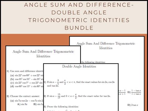 Angle Sum And Difference-Double Angle Trigonometric Identities Bundle | Teaching Resources