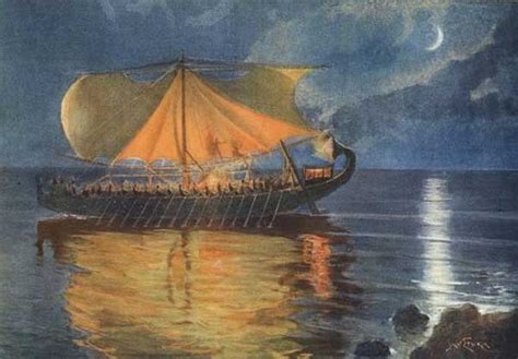 The boat belonging to Phaeaceans brings Odysseus back to his land, Jan ...