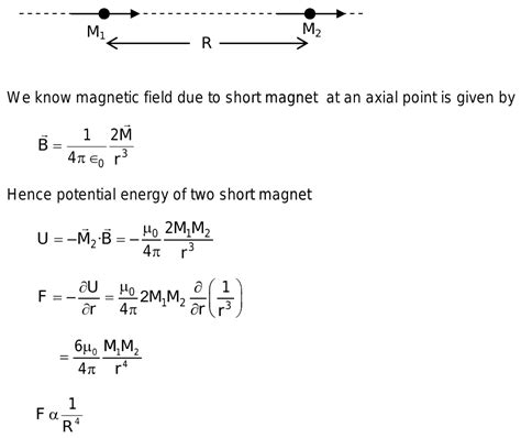 Two magnetic dipoles (short) are given as shown in figure. The force of interaction between them is