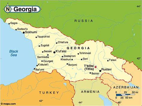 Map of Georgia, situated at the dividing line of Asia and Europe. | Georgia map, Georgia country ...