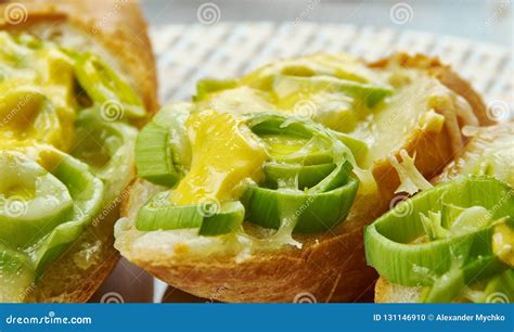 Welsh Leek and Cheese Rarebit Stock Photo - Image of toast, dish: 131146910