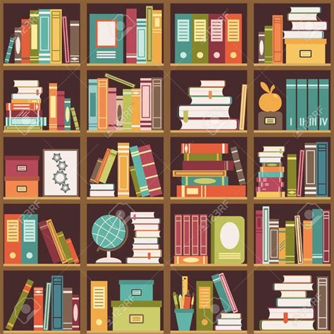 Seamless pattern with books on bookshelves. Vector illustration Stock Vector - 43910432 | Unique ...