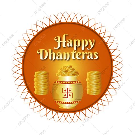 Happy Dhanteras Vector Art PNG, Happy Dhanteras Letteing With Gold Coins And Border Illustration ...