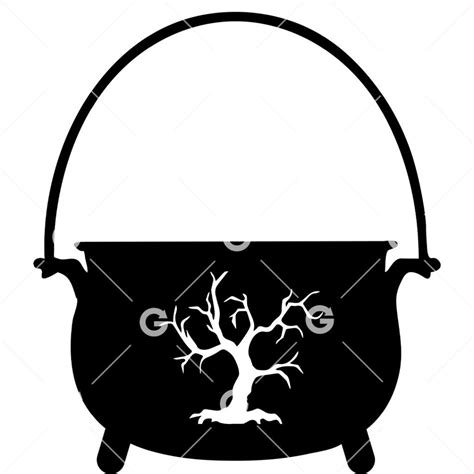 Witches Cauldron with Spooky Tree SVG | SVGed