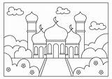 mosque coloring Page For Muslim Kids Activity 8969950 Vector Art At  sketch template