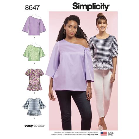 Simplicity 8647 Misses'/Women's Easy Tops | Women top sewing pattern, Top sewing pattern, Peplum ...